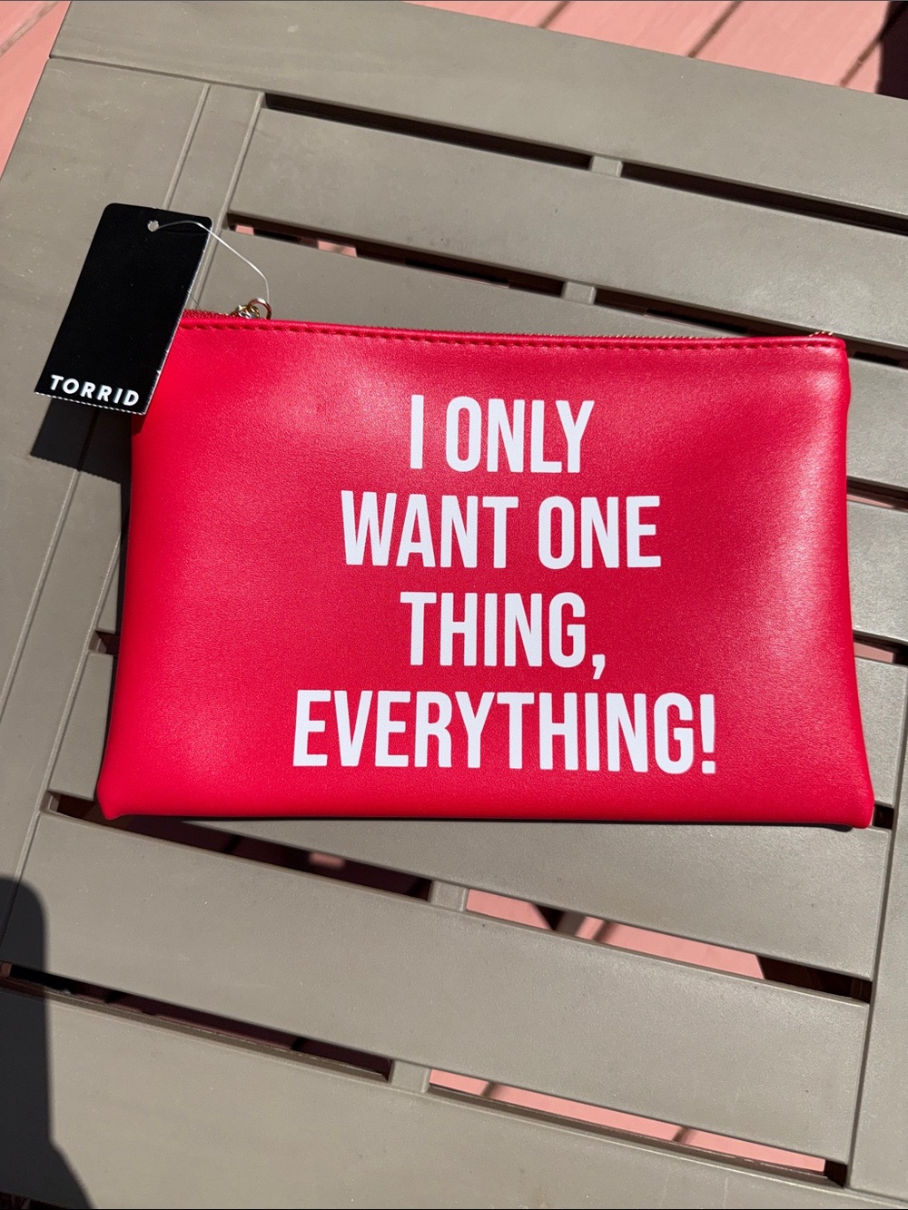 Torrid Red Zip Pouch with White Slogan